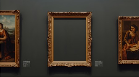 Empty frame on museum wall