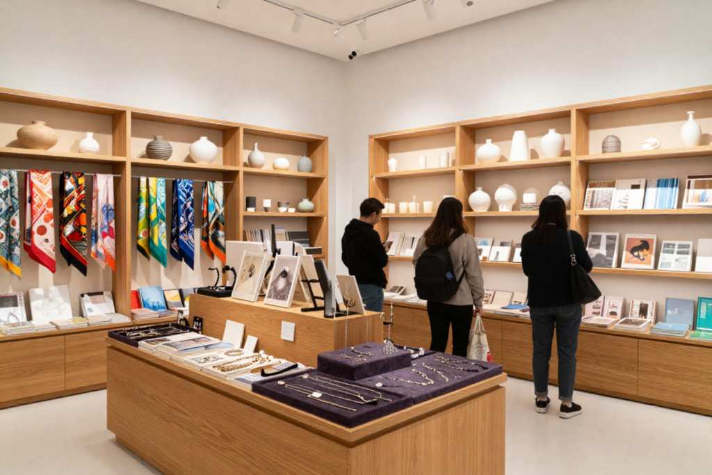 Visitors shopping in a museum store