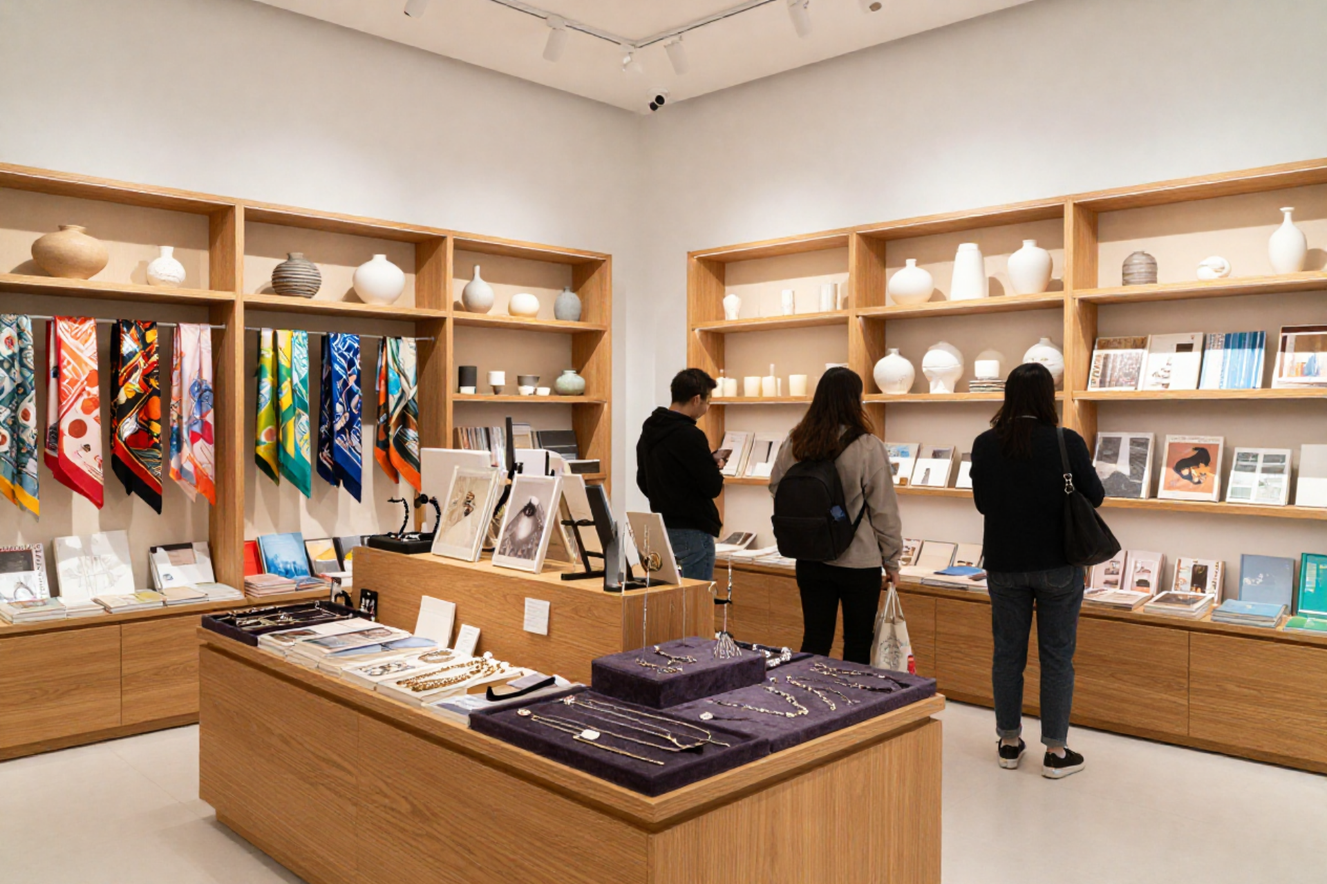 Visitors shopping in a museum store